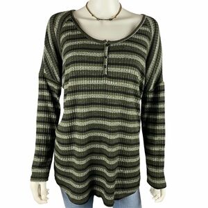 LUSH Camo Striped Thermal Henley XL